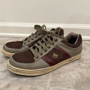 Original Penguin Olive and Brown Sneakers